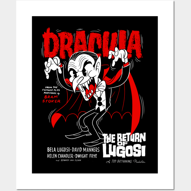 Bram Stoker Dracula Return Lugosi old Cartoon Poster Wall Art by Juandamurai